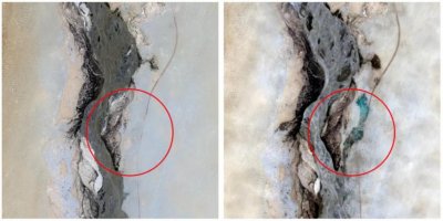 ​中国卫星拍到沙漠洪水