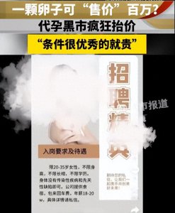 ​代孕黑市曝出高价卵子交易，优质卵子标价100万元人民币
